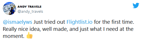 Just tried out Flightlist for the first time. Really nice idea, well made, and just what I need at the moment.