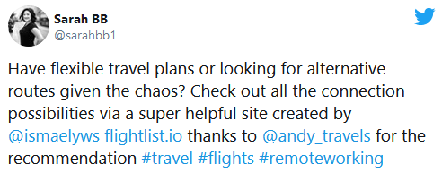 Have flexible travel plans or looking for alternative routes given the chaos? Check out all the connection possibilities via a super helpful site created by @ismaelyws